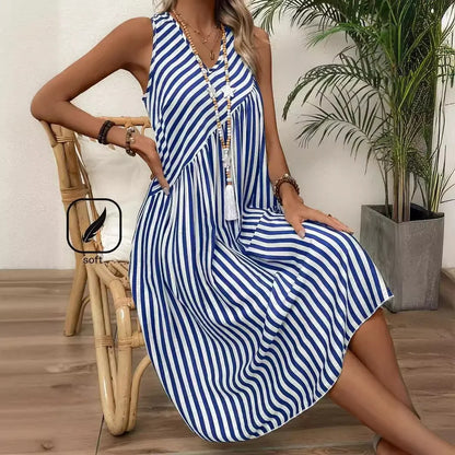 Chic Summer Casual Loose Stripe Dress