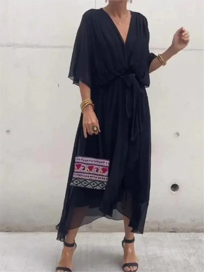 Chic V-Neck Long Dress