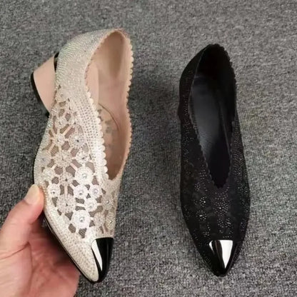 Black Bow Mesh Diamond Heels