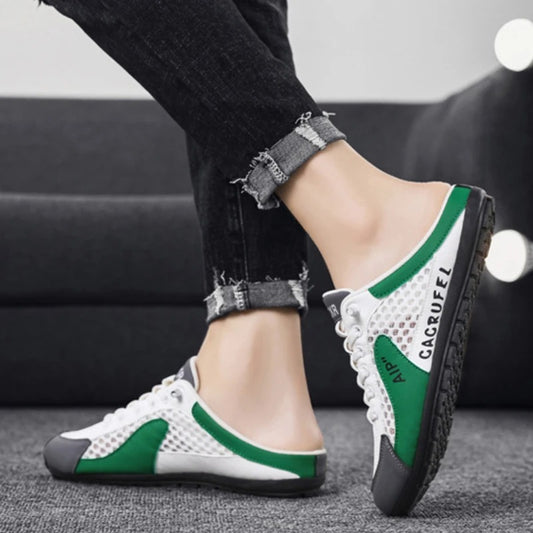 Breathable PU Leather Mesh Slides