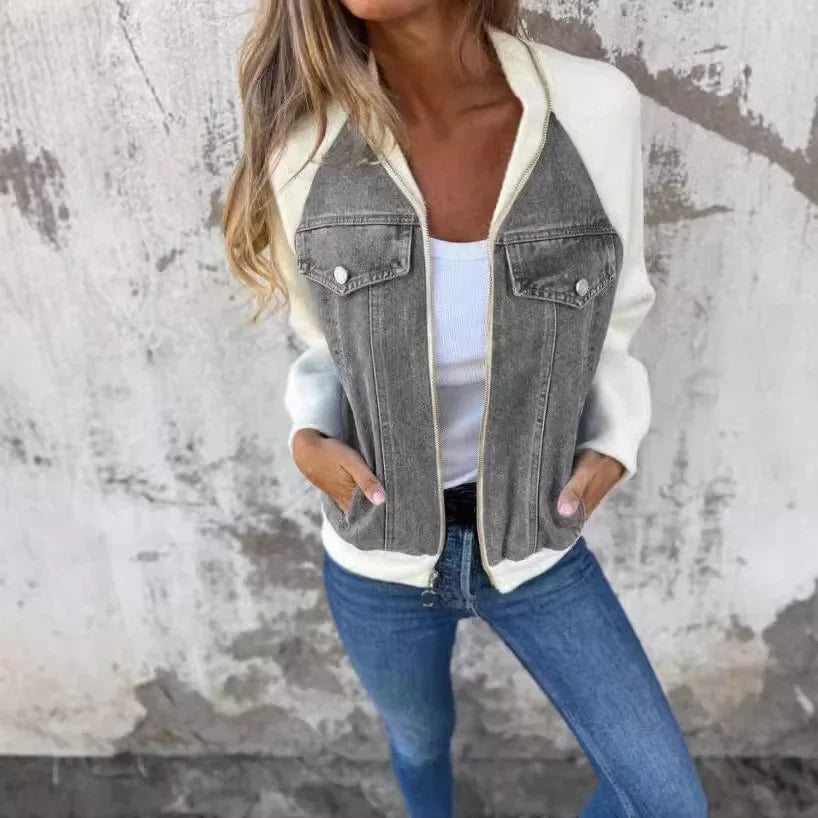 Cozy Patchwork Woolen Zip Jacket