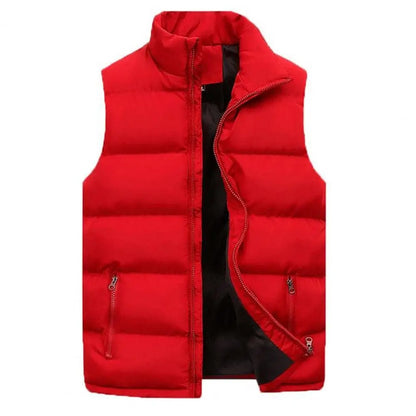 Men's Solid Cotton Padded Stand Collar Jacket