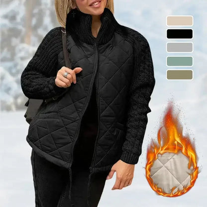 Glam Knit Patchwork Puffy Parka Chic