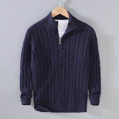 Men's Fashion Half  Thickened Loose Zipper Sweater
