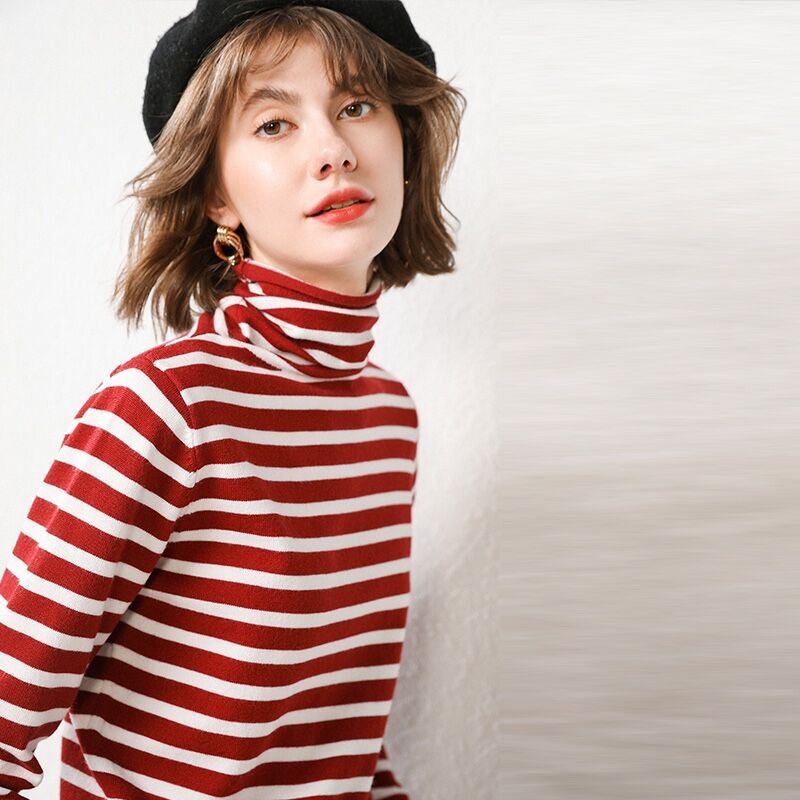 High neck sweater women''s new fall winter short shirt Rich Allure