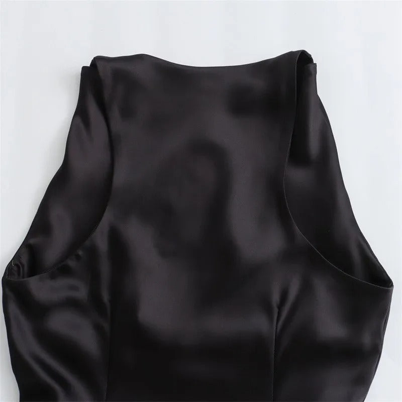 Satin Glow Summer Evening Dress