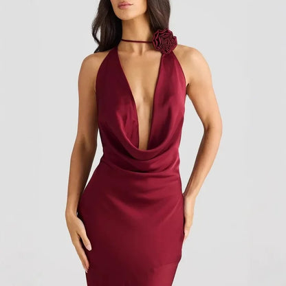 Sexy Sleeveless Silk Slim-Fit Gown