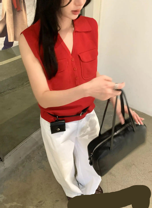 Breeze Layer Linen Vest Tops