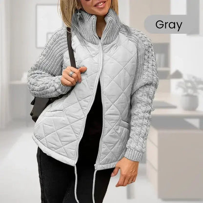 Glam Knit Patchwork Puffy Parka Chic