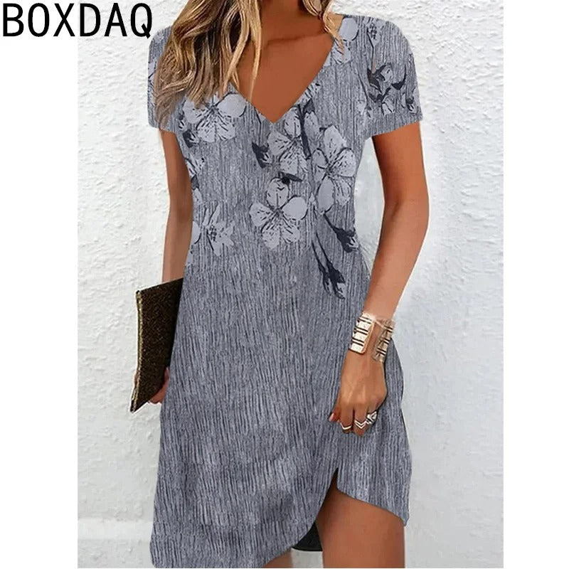 Vintage Floral V-Neck Summer Dress
