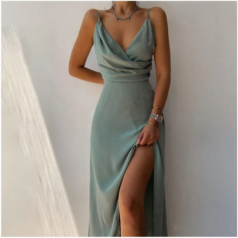 Siren Allure V-Neck Slit Dress
