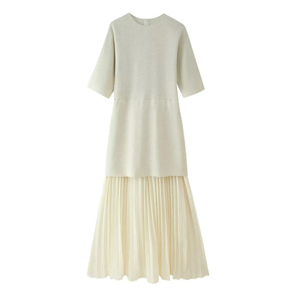 Elegant Pleated Tulle Patchwork Dress