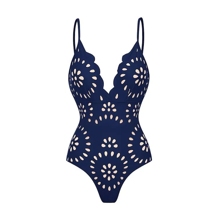 Flaxmaker Floral Hollow Swimsuit
