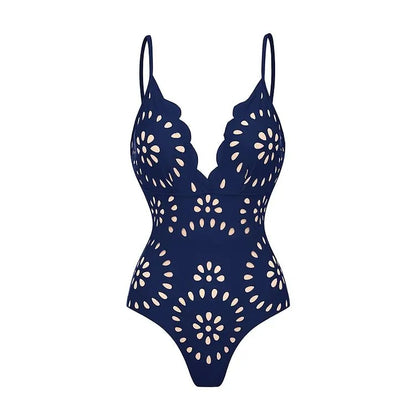 Flaxmaker Floral Hollow Swimsuit