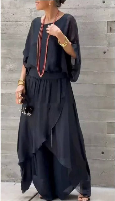 Graceful Flow Chiffon Pant Set