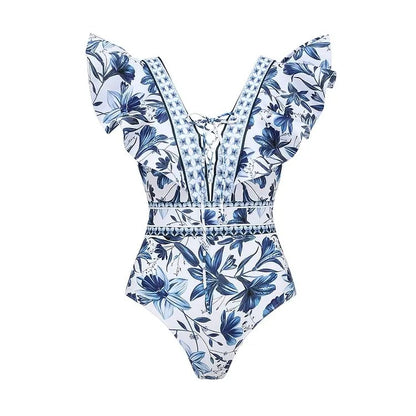 Flaxmaker Vintage Printed Swimsuit and Sarong