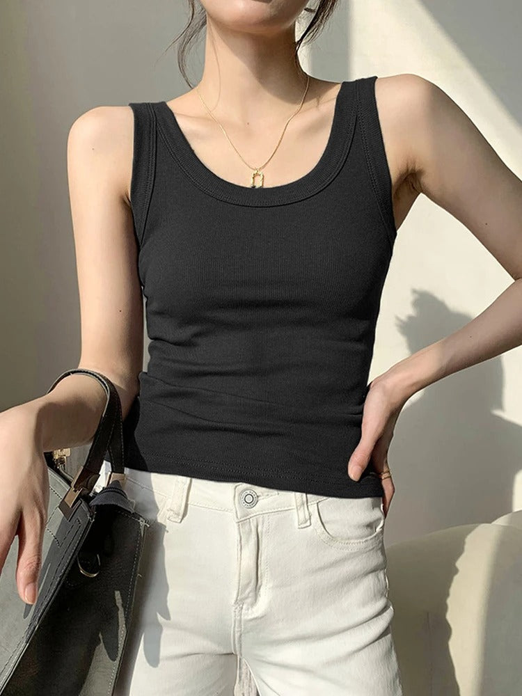 Women’s Ribbed Black Knit Tank Top
