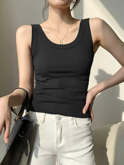 Women’s Ribbed Black Knit Tank Top