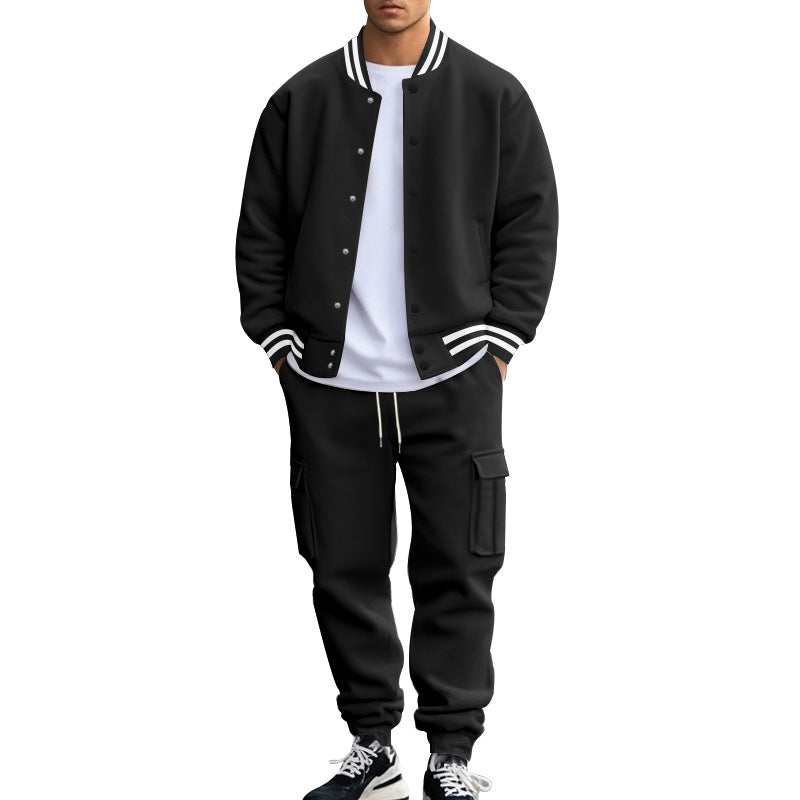Stand Collar Fleece-Lined Baseball Sports Suit for Men