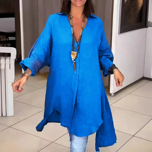 Linen Flow V-Neck Shirt Blouse