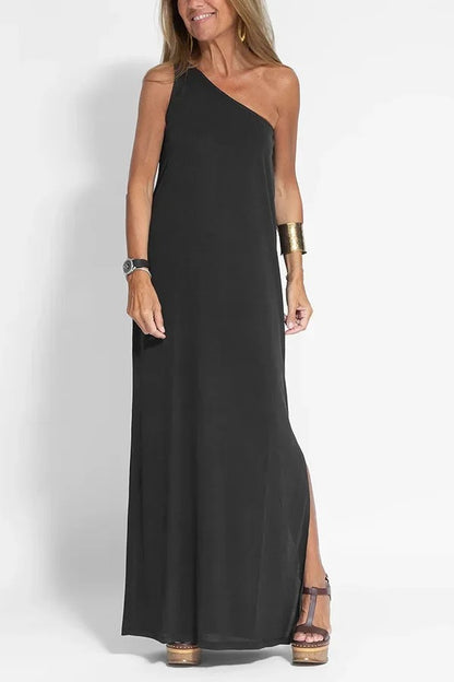 Elegant Asymmetrical Neckline Party Dress