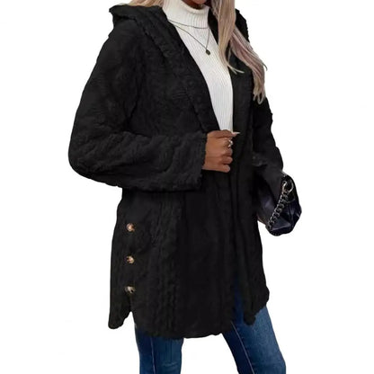 Stylish Hooded Plush Cardigan Jacket