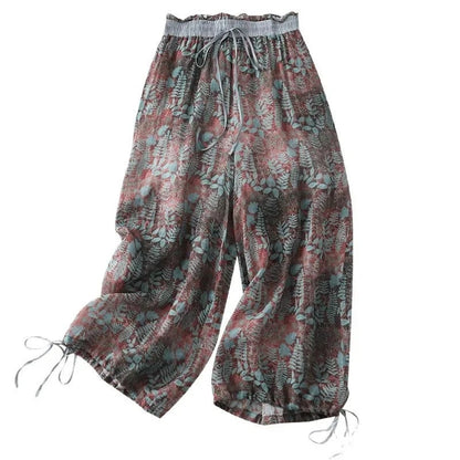 Cotton Linen Printed Slim Fit Pants