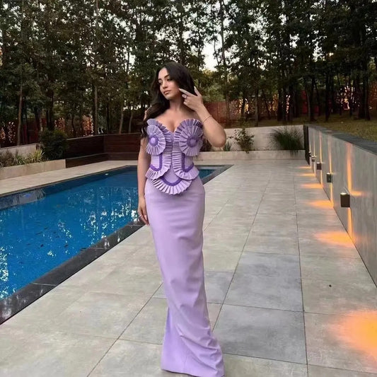 Lavender Strapless Bandage Dress