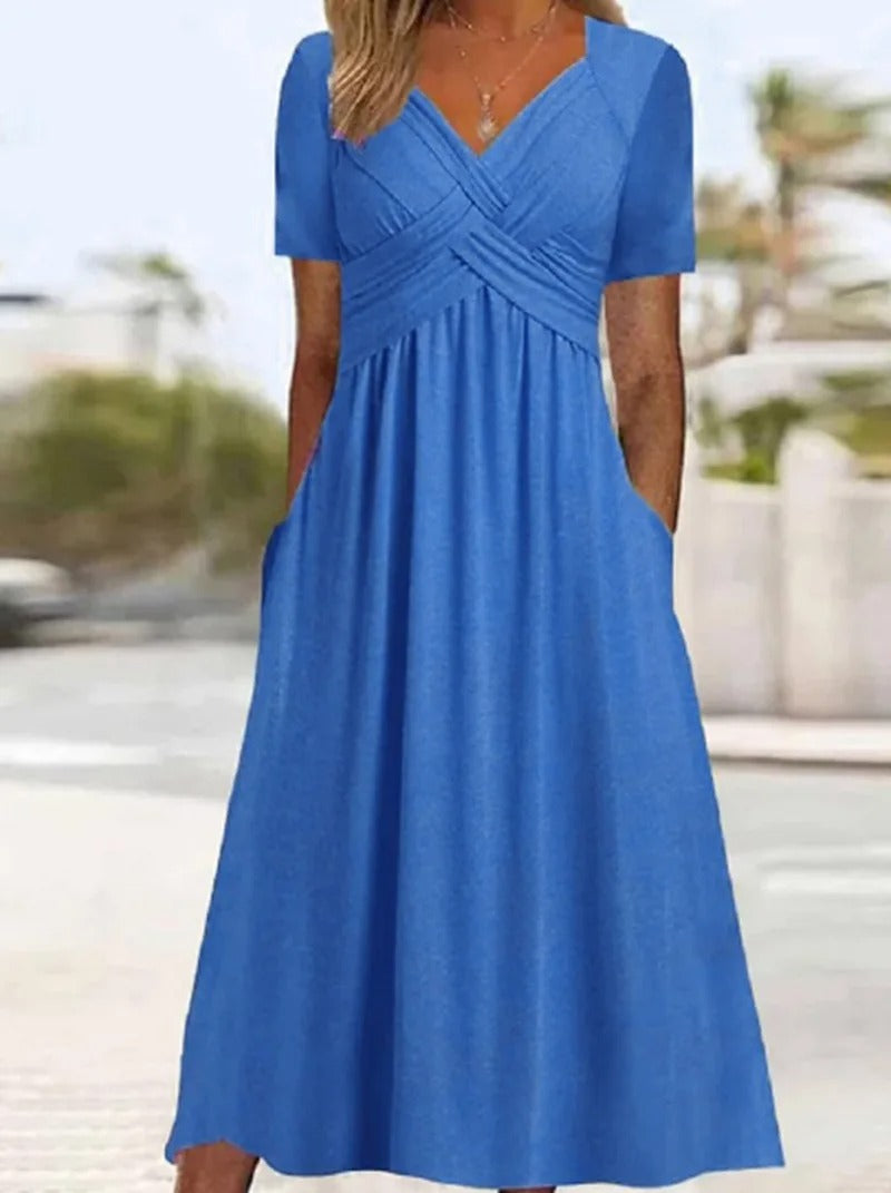 Fashion V Neck Elegant Casual Holiday Beach Dresses
