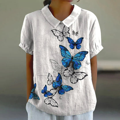 Autumn Breeze Button-Up Printed T-shirt