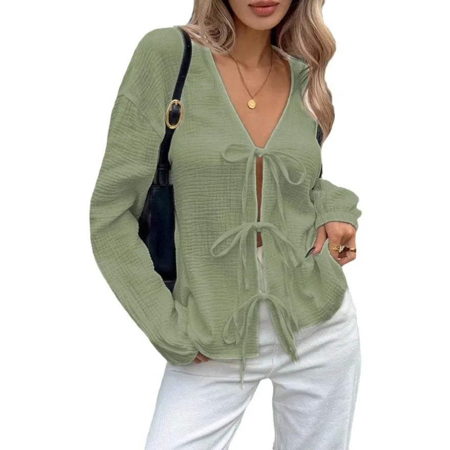INS Style Cotton V-Neck Top