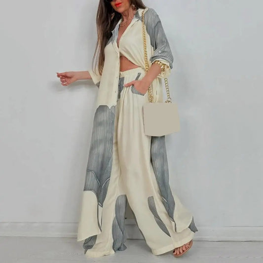 Chic Contrast V-Neck Suit