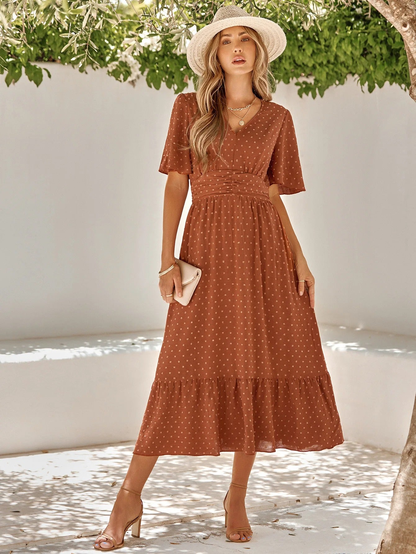 Elegant Lotus Sleeve Summer Dress