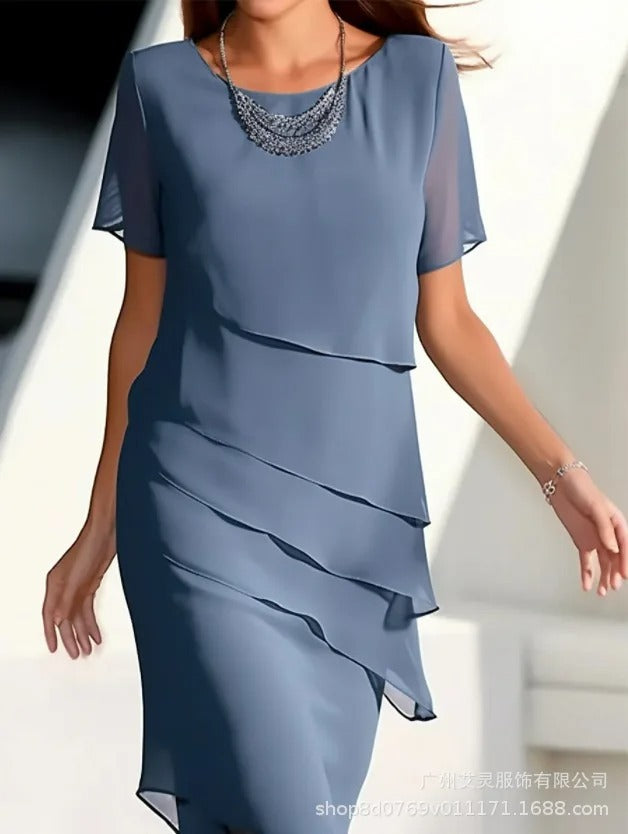 Solid Color Ruffle Dress