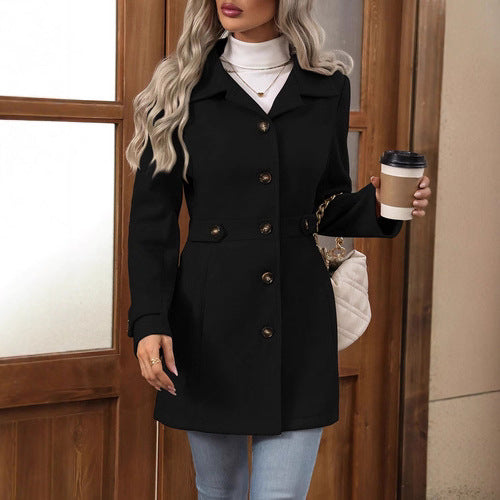 Women’s Mid-Length Plus-Size Lined Wool Coat