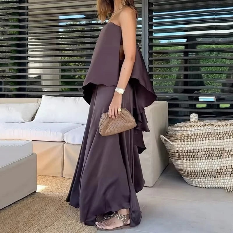 Elegant Strapless Top & Skirt Set