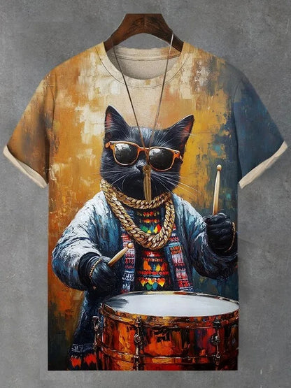 Funny Cat Print Men's T Shirt