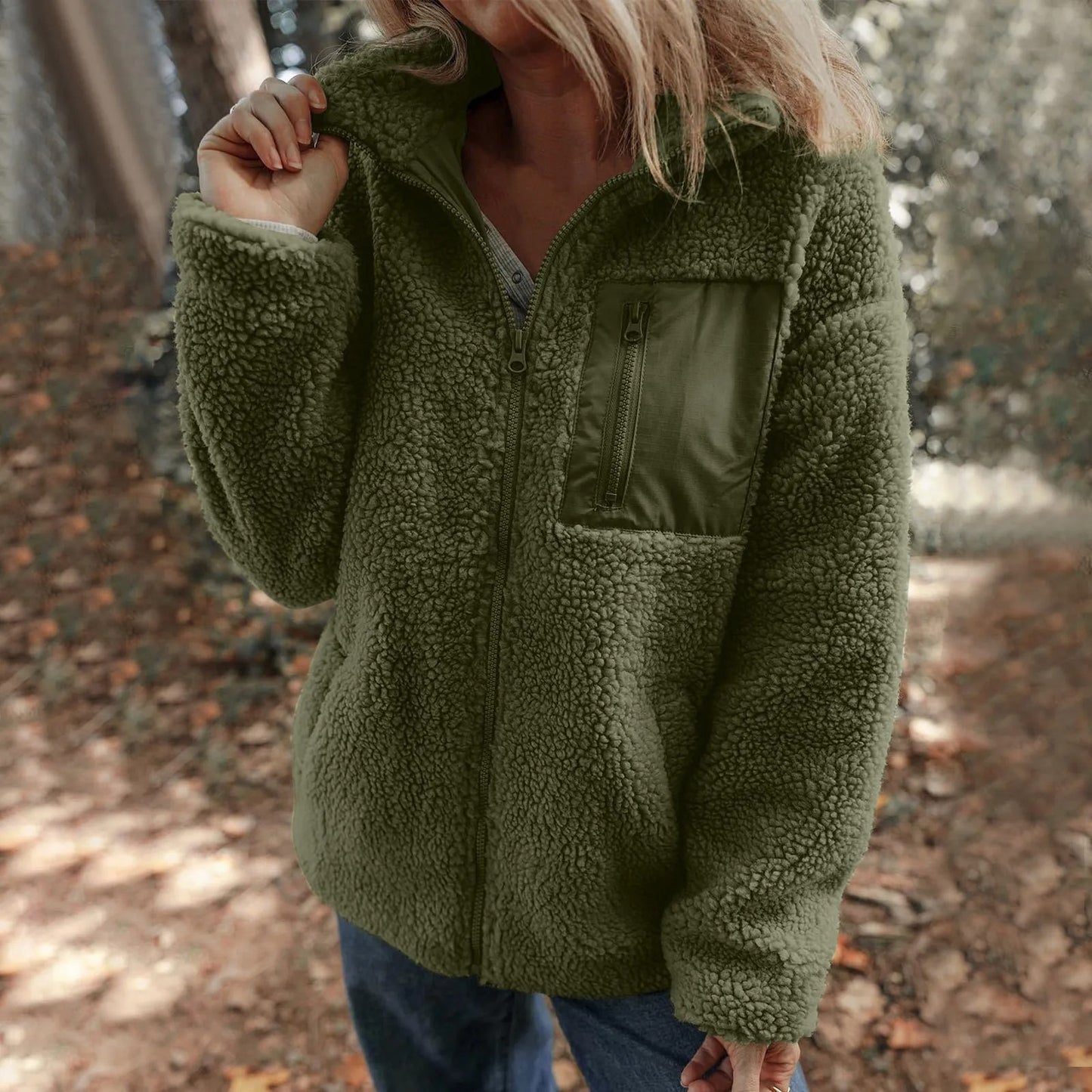 Winter Trendy Full-Zipper Fleece Jacket for Women
