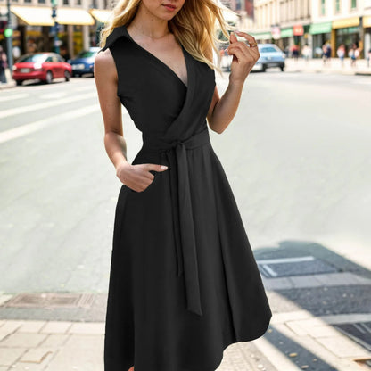 V-Neck Belted Summer Dress