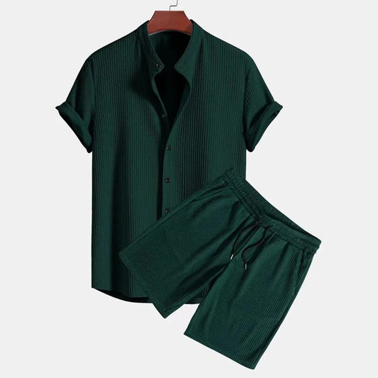 Stylish Men’s Solid Stripe Two-Piece