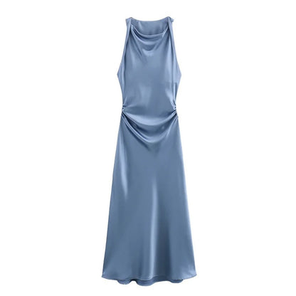 Satin Glow Summer Evening Dress