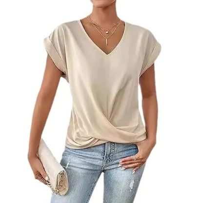 Irregular Knot V-Neck Tee