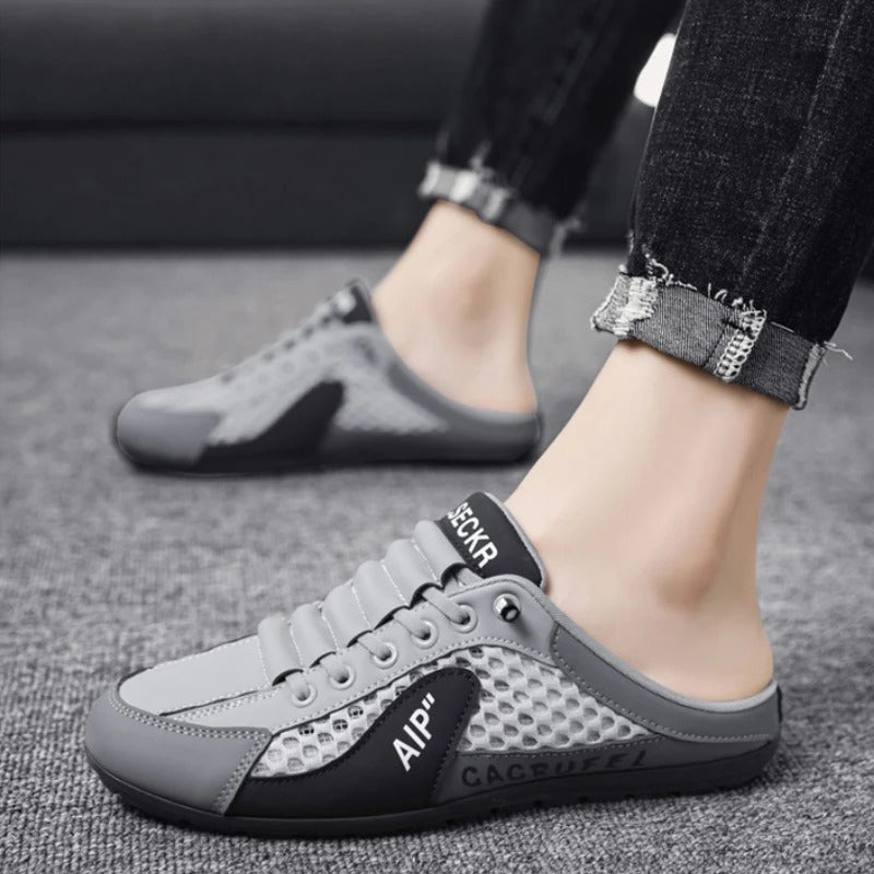Breathable PU Leather Mesh Slides