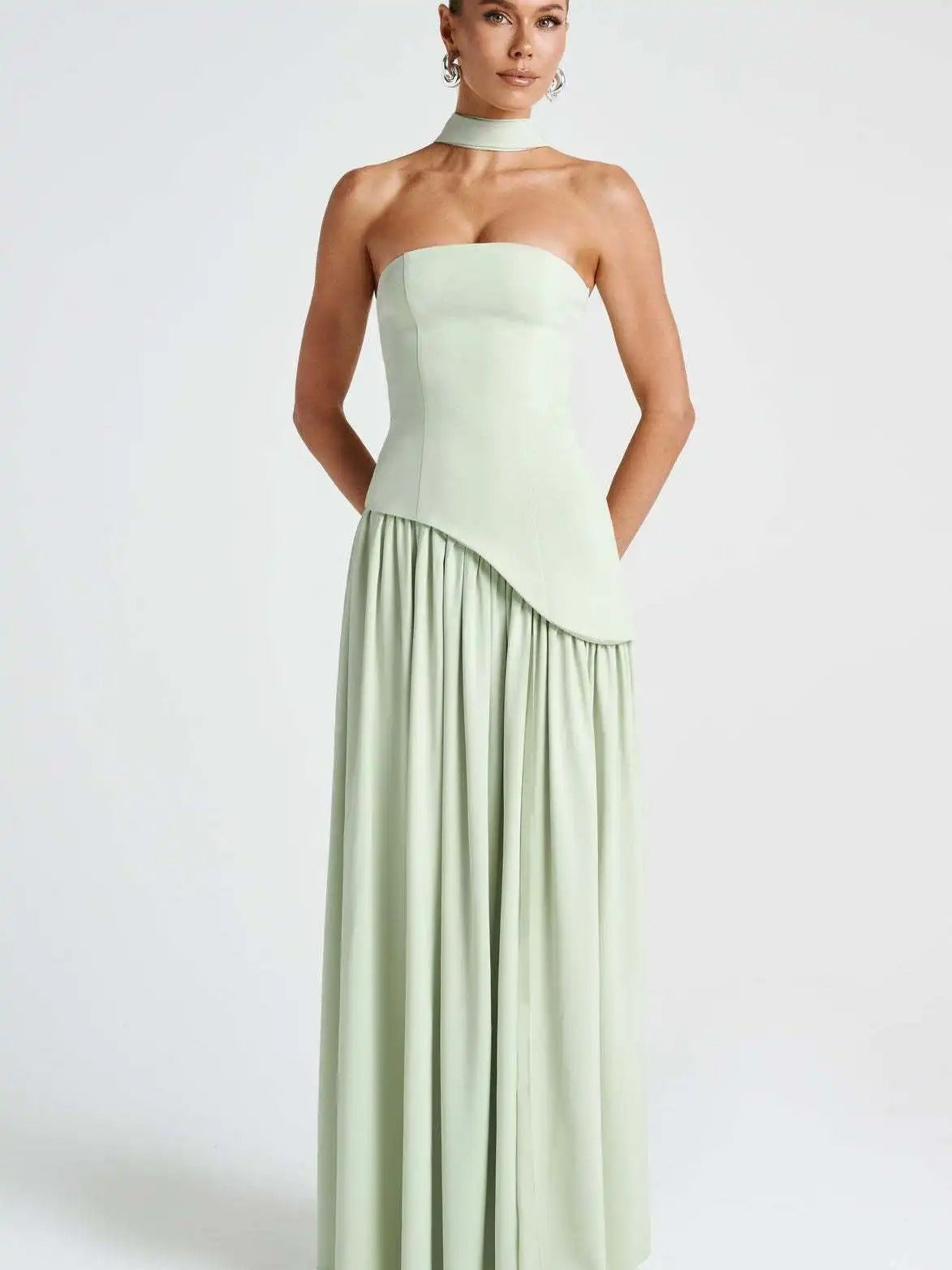 Midnight Charm Strapless Party Dress