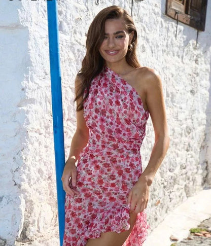 Floral One-Shoulder Bodycon Dress
