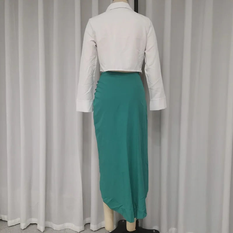 Chic V-Neck Two Piece Set