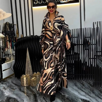 Elegant Printed Top & Wide-Leg Set