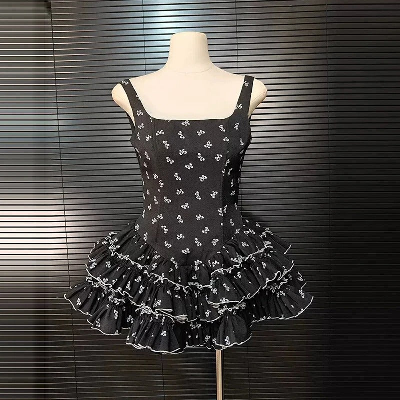 Chic Ruffle Print A-Line Mini Dress