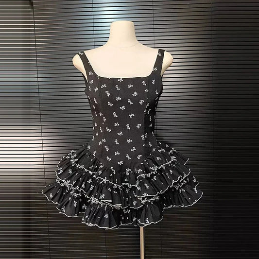 Chic Ruffle Print A-Line Mini Dress