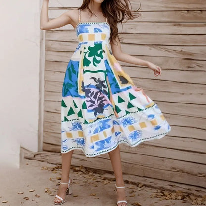 Colorful Elegance Halter Swing Dress